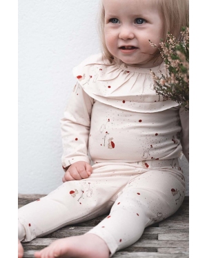 That's mine legginsy bawełniane niemowlęce Elois kolor beżowy wzorzyste