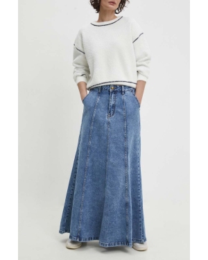 Answear Lab spódnica jeansowa kolor niebieski maxi rozkloszowana