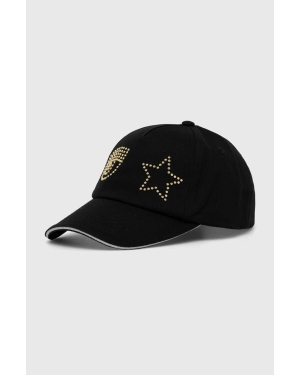Chiara Ferragni czapka z daszkiem bawełniana EYE STAR kolor czarny z aplikacją 76SBZK13