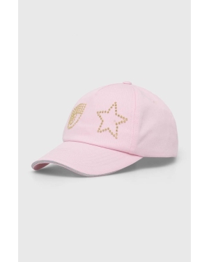 Chiara Ferragni czapka z daszkiem bawełniana EYE STAR kolor różowy z aplikacją 76SBZK13