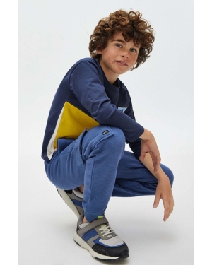 Mayoral spodnie dresowe dziecięce cargo kolor niebieski gładkie