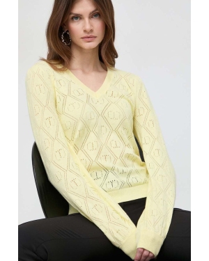 Twinset sweter z domieszką kaszmiru kolor żółty lekki