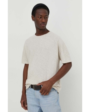 American Vintage t-shirt bawełniany męski kolor beżowy gładki