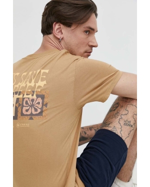 Billabong t-shirt bawełniany BILLABONG X CORAL GARDENERS męski kolor beżowy z nadrukiem