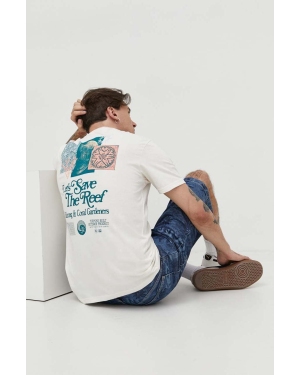 Billabong t-shirt bawełniany BILLABONG X CORAL GARDENERS męski kolor beżowy z nadrukiem