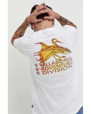 Billabong t-shirt bawełniany BILLABONG X ADVENTURE DIVISION męski kolor biały z nadrukiem