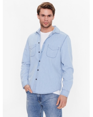 Sisley Koszula jeansowa 5FV6SQ017 Niebieski Regular Fit