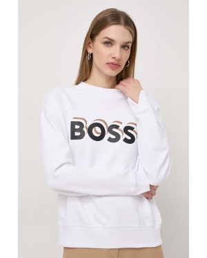 BOSS bluza bawełniana damska kolor biały z aplikacją 50508499