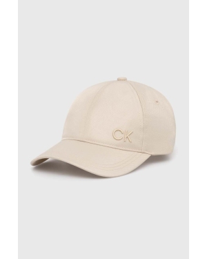 Calvin Klein czapka z daszkiem kolor beżowy gładka