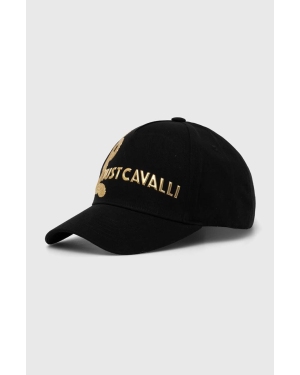 Just Cavalli czapka z daszkiem bawełniana kolor czarny z aplikacją 76QAZK5A ZG263