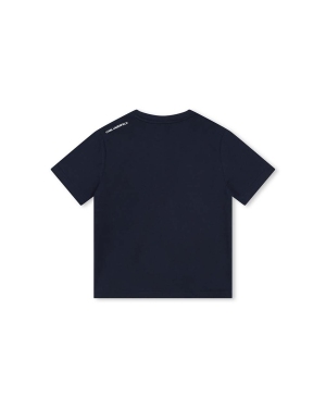 Karl Lagerfeld t-shirt bawełniany dziecięcy kolor granatowy z nadrukiem