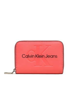 Calvin Klein Jeans Mały Portfel Damski Sculpted Med Zip Around Mono K60K607229 Koralowy