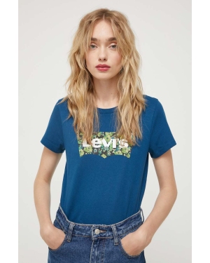 Levi's t-shirt bawełniany kolor turkusowy