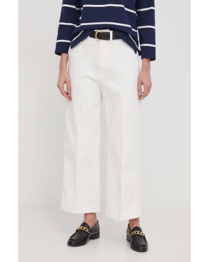 Polo Ralph Lauren spodnie damskie kolor beżowy szerokie high waist