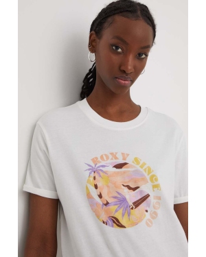 Roxy t-shirt bawełniany damski kolor biały ERJZT05700