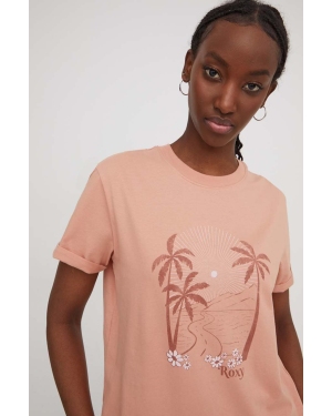 Roxy t-shirt bawełniany damski kolor pomarańczowy ERJZT05701