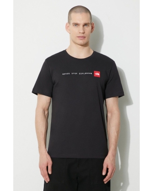 The North Face t-shirt bawełniany M S/S Never Stop Exploring Tee męski kolor czarny z nadrukiem NF0A87NSJK31