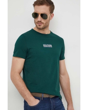 Tommy Hilfiger t-shirt bawełniany męski kolor zielony z nadrukiem MW0MW34387