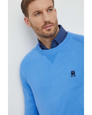 Tommy Hilfiger sweter bawełniany kolor niebieski lekki MW0MW34687