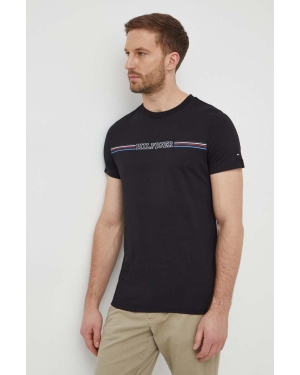 Tommy Hilfiger t-shirt bawełniany męski kolor czarny z nadrukiem MW0MW34428