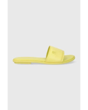 Tommy Hilfiger klapki skórzane POP COLOR MULE SANDAL damskie kolor żółty FW0FW07936