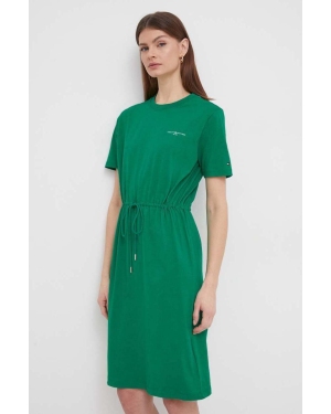 Tommy Hilfiger sukienka bawełniana kolor zielony mini rozkloszowana WW0WW40734