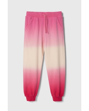 United Colors of Benetton spodnie dresowe bawełniane dziecięce kolor różowy wzorzyste