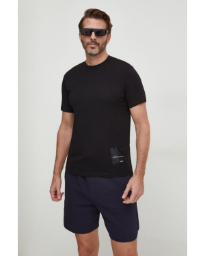 Armani Exchange t-shirt bawełniany męski kolor czarny gładki 3DZTJJ ZJ8EZ