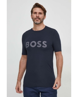 Boss Green t-shirt męski kolor niebieski z nadrukiem