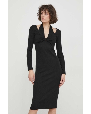 Sisley sukienka kolor czarny midi dopasowana