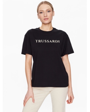 Trussardi T-Shirt Lettering Print 56T00565 Czarny Regular Fit