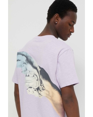 Filling Pieces t-shirt bawełniany męski kolor fioletowy z nadrukiem