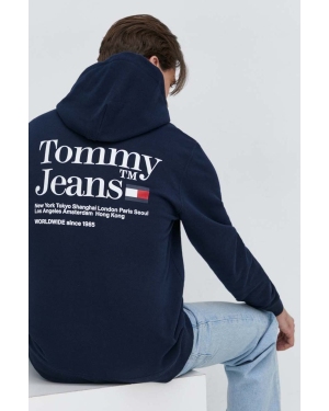 Tommy Jeans bluza męska kolor granatowy z kapturem z nadrukiem DM0DM18860