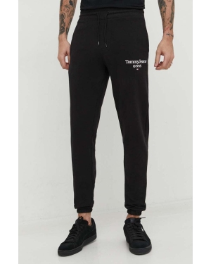 Tommy Jeans spodnie dresowe bawełniane kolor czarny z nadrukiem
