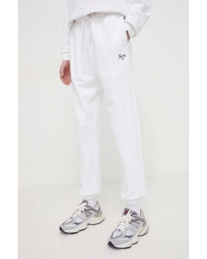 Tommy Jeans spodnie dresowe bawełniane kolor biały gładkie