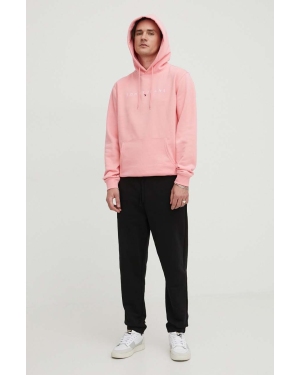 Tommy Jeans bluza męska kolor różowy z kapturem z aplikacją DM0DM17985