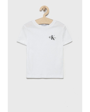 Calvin Klein Jeans t-shirt bawełniany dziecięcy IB0IB01231.PPYY kolor biały z nadrukiem
