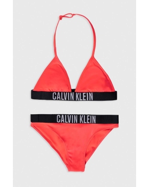 Calvin Klein Jeans dwuczęściowy strój kąpielowy dziecięcy kolor różowy