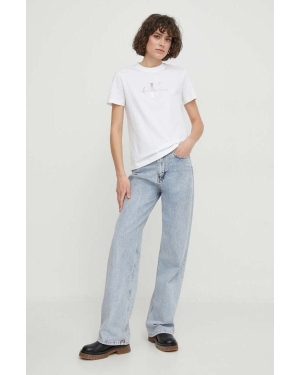 Calvin Klein Jeans t-shirt bawełniany damski kolor biały