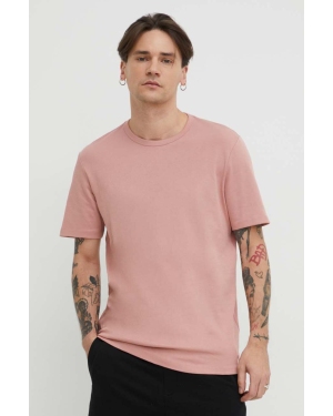HUGO t-shirt bawełniany męski kolor różowy gładki