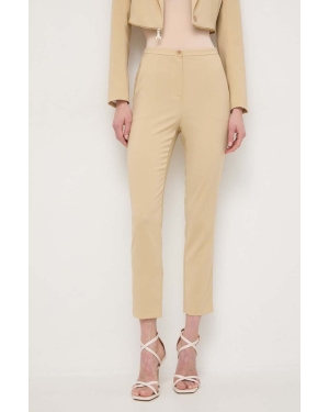 Patrizia Pepe spodnie damskie kolor beżowy dopasowane high waist 8P0585 A6F5
