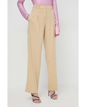 Patrizia Pepe spodnie damskie kolor beżowy proste high waist 8P0598 A6F5