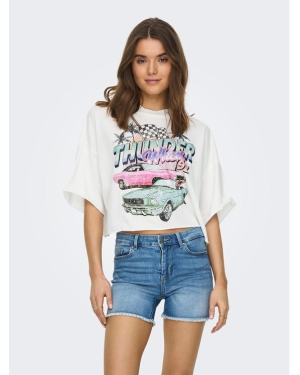 ONLY T-Shirt 15290548 Biały Cropped Fit