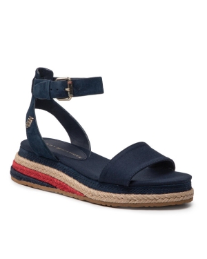 Tommy Hilfiger Espadryle Colored Rope Low Wedge Sandal FW0FW06233 Granatowy