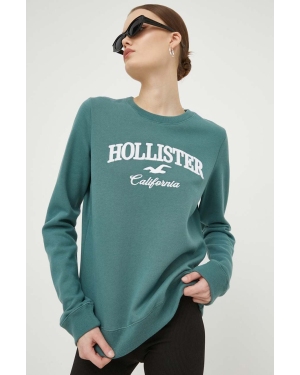 Hollister Co. bluza damska kolor zielony z aplikacją
