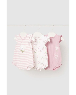 Mayoral Newborn body niemowlęce 3-pack kolor różowy z nadrukiem