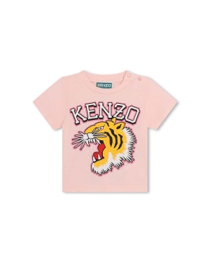 Kenzo Kids t-shirt bawełniany dziecięcy kolor różowy z nadrukiem