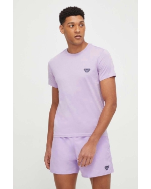 Emporio Armani Underwear t-shirt bawełniany męski kolor fioletowy gładki