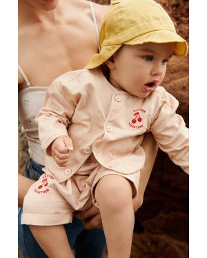 Liewood czapka z domieszką lnu dziecięca kolor żółty gładka