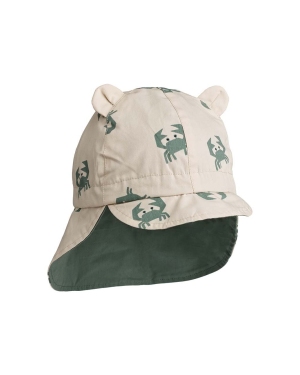 Liewood czapka dwustronna bawełniana dziecięca kolor turkusowy wzorzysta
